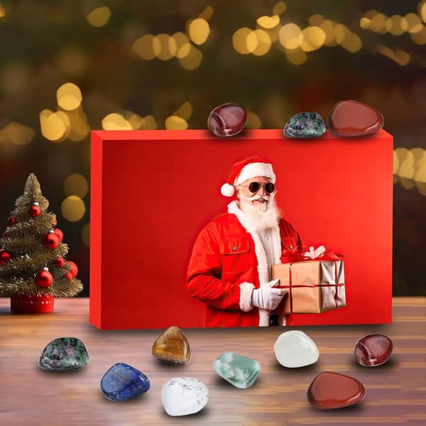 Adventskalender 2024 med 24 Mini Edelstener Overraskelsesgave til Barn Gutter Jenter Jule Nedtelling