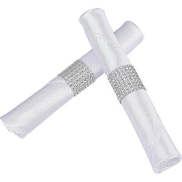 Sølv rhinestone bånd servietring bling sæt til dekoration 50 stk
