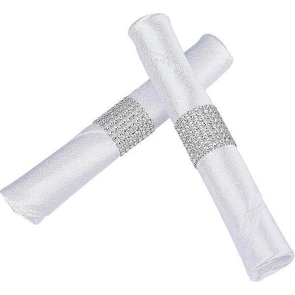Sølv rhinestone bånd serviettring bling sett for dekorasjon 50 stk