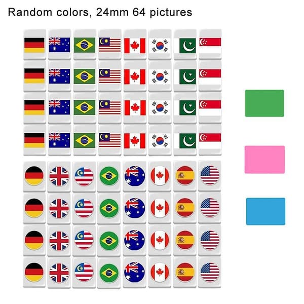 Mønstrede Mahjong Fliser National Flag Mahjong 24mm48 Ark 30mm64 Ark