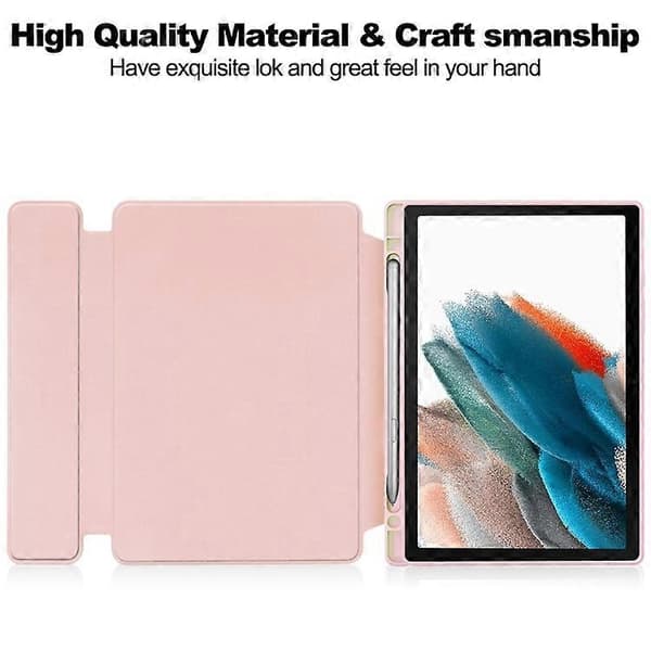 Compatible Case with Rotating Stand and Bluetooth Keyboard for Samsung Galaxy Tab A8 10.5 (2021) / (2022) - Perfect Pink - max Pink