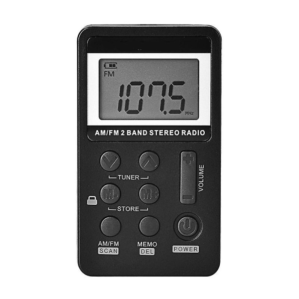 Taskuradio FM & AM Radio USB-lataus, Musta