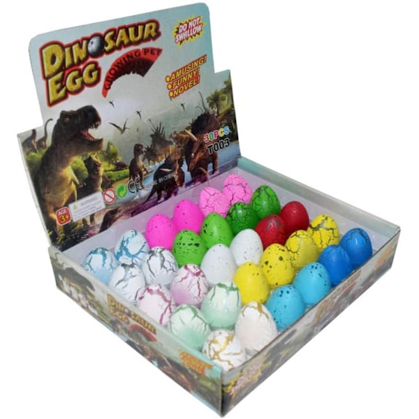 Dinosaurieägg Leksak Kläckande Växande Dino Drake för Barn Stor Storlek Förpackning med 30 st, Blandade Färger