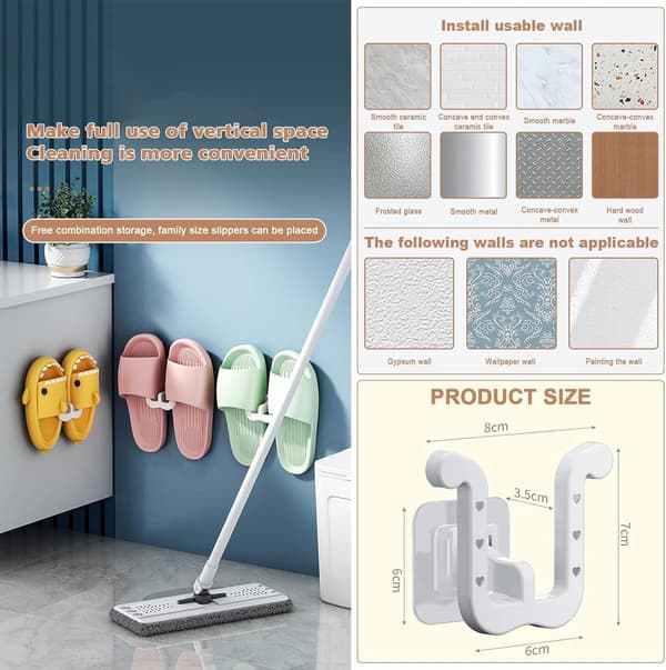 Shoe Racks 10-Pack Hanging Shoe Racks Wardrobe Organizer Shoe Rack System Self-Adhesive Shoe Storage Slipper Storage Studio Shoe Racks White