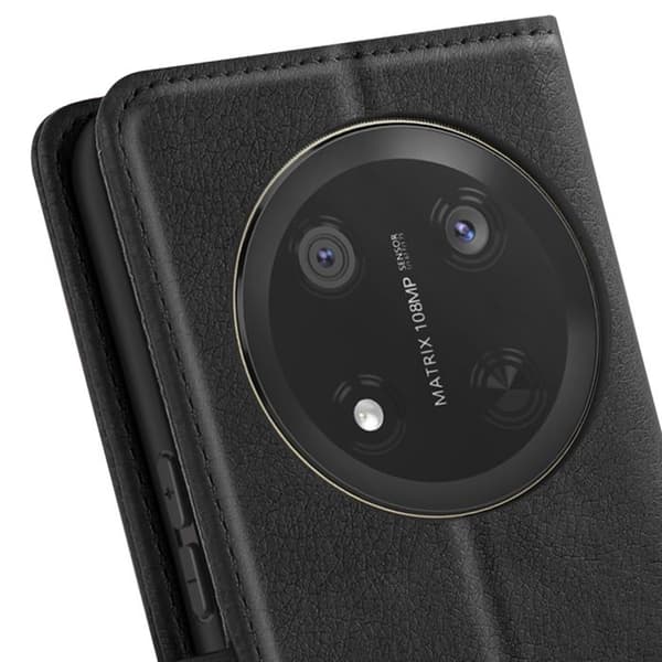 Etui Kompatibelt med Honor Magic 7 Lite Clip Wallet og Video Stand Sort Svart