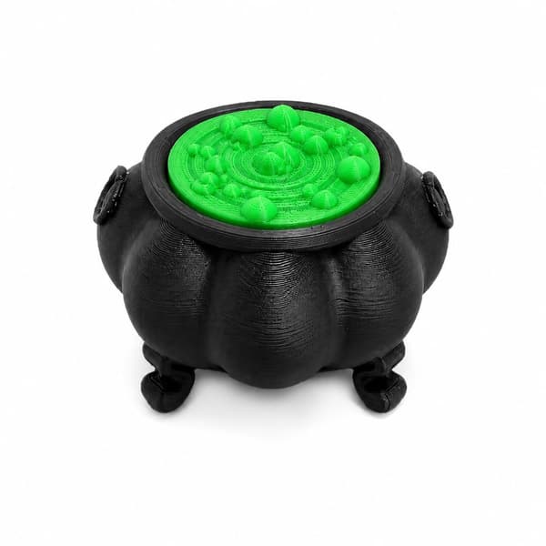 Halloween-tema 3D-printad häxkittel skrivbordsfidgetklicker – stressavlastande leksak Green