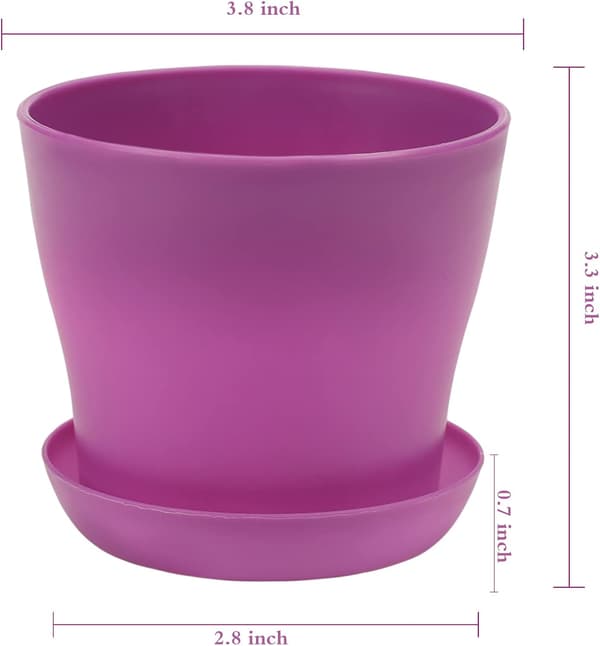 10-pak sorte blomsterpotter i resin med bakke til indendørs planter, 14x12 cm