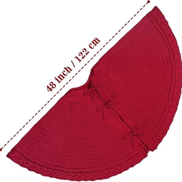 Juletræstæppe Strikket Træforklæde Julepynt Gavepynt red 122cm in diameter / 48 inches