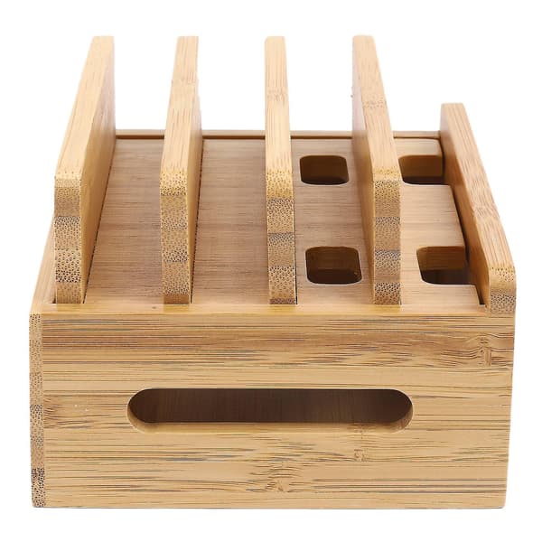 Mobiltelefonholder Bambus Tre Multi-Enhet Ladestasjon Organizer Kontor Flat Holder