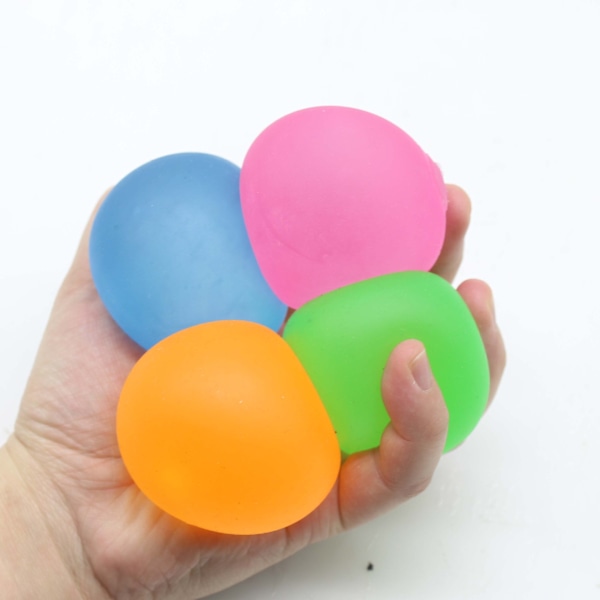 Sæt med 4 stressbolde - tykt lim/gel-strækbold - Ultra og formbar langsomt stigende afslappende sensorisk stresslegetøj (tilfældige farver)