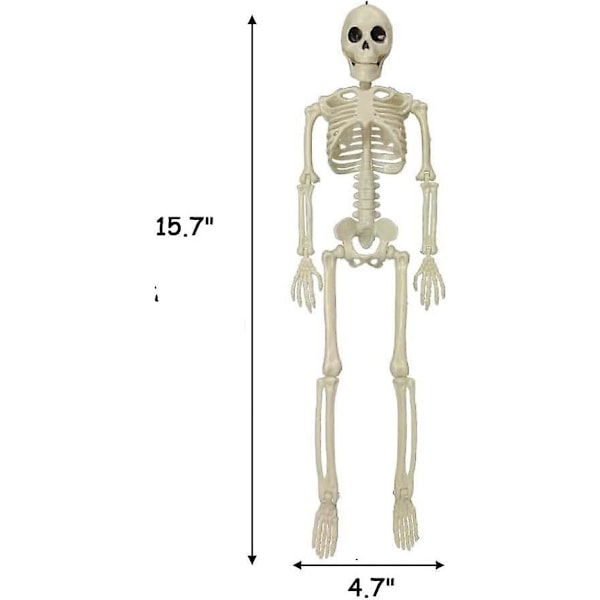 Halloween-luuranko-koristeet, 16\" Taitettava Muovi Luuranko, Kokokehon Luuranko Liikkuvilla Nivelin, Realistinen Pelottava Luuranko Ulko- ja Sisätiloihin