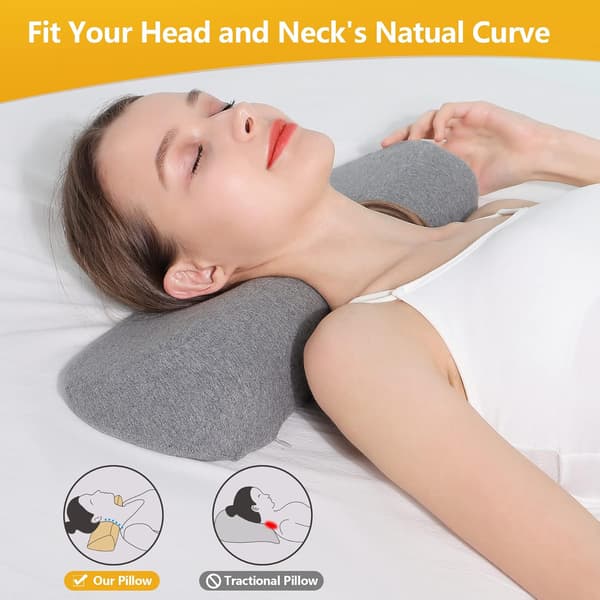 Nackkudde för sömn, memory foam-kudde för lindring av stel nacksmärta, nackkudde för smärtlindring (mörkgrå)