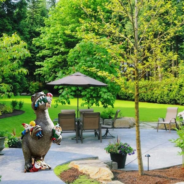 Dinosaur Elf Statue Hagefigur Dinosaur Spiser Alv Hage Utendørs Dekor, l, 1 stk