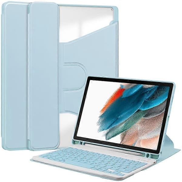 Compatible Case with Rotating Stand and Bluetooth Keyboard for Samsung Galaxy Tab A8 10.5 (2021) / (2022) - Perfect Azure-max Azure