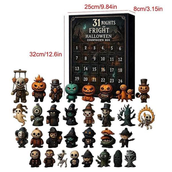 31 nätter av skräck för Halloween Countdown Box 2025 Läskiga dockor samlarobjekt skräckfigurer för semestern 15 Days