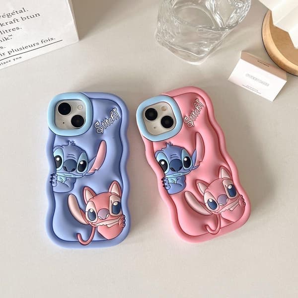 (För iPhone 11) Lilo och Stitch silikonfodral blå blå