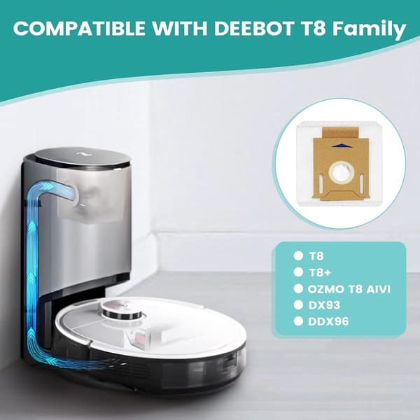 10-pack dammsugarpåsar, kompatibla med Ecovacs DEEBOT N8+ N8 Pro+ T8