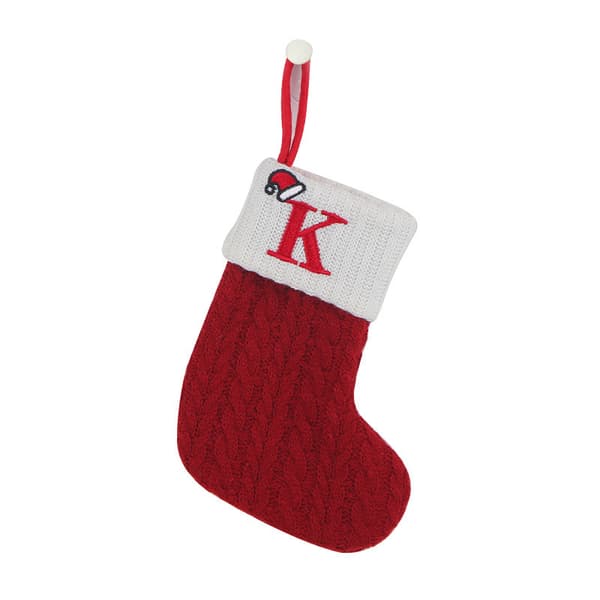Vinterstrikkede uldsokker til børn - Hyggelig broderet julestrømpegavepose med bogstavdesign M [Red]