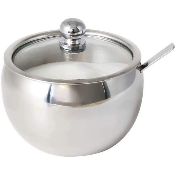 Sukkerskål, rustfrit stål krydderisked med låg, Φ7.6cm - Perfet