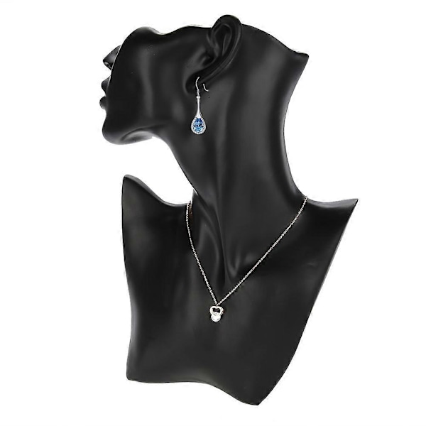 Halskæde Øreringe Holder Mannequin Hoved Buste Stand Model Butik Smykke Display Stativ Sort