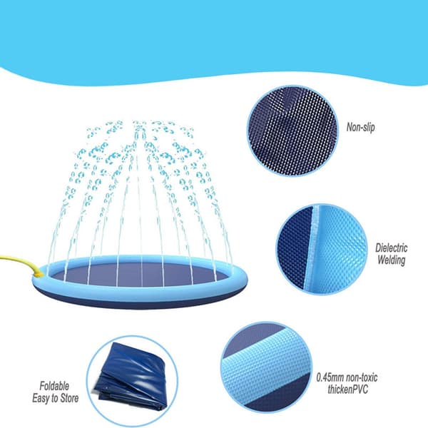 Utendørs Spraymatte PVC Oppblåsbar Sprutebasseng Utendørs Plen Lekematte 100cm