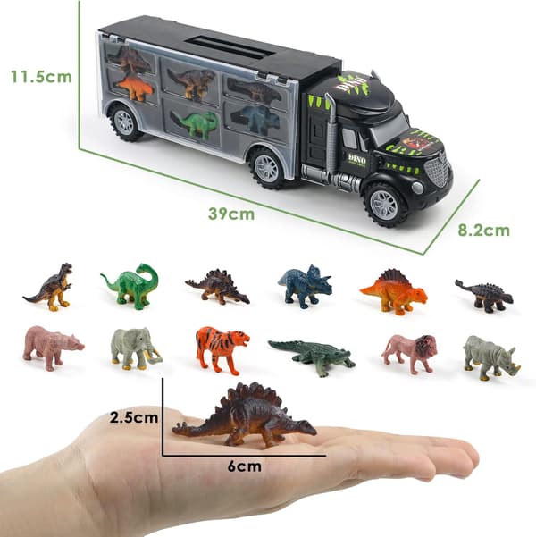 Dinosaur legetøjslastbil legetøj 12 mini dyr dinosaurer