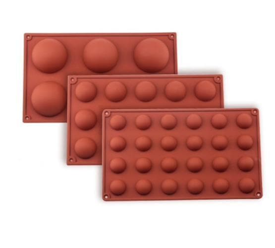 Silikoneform - Kugle/halvkugle 6/8/15/24 - Is/chokolade/geléform Brun Brown 15 Kulor