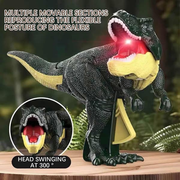 Grön Dinosaurie Simulering Tryck Huvud Med Ljus Barnleksak Dekompression Trick Dinosaurie Leksak Mun