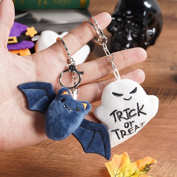Halloween Græskar Spøgelse Plys Nøglering, Blødt Squishy Tøjdyr til Taskepynt Pumpkin 7cm