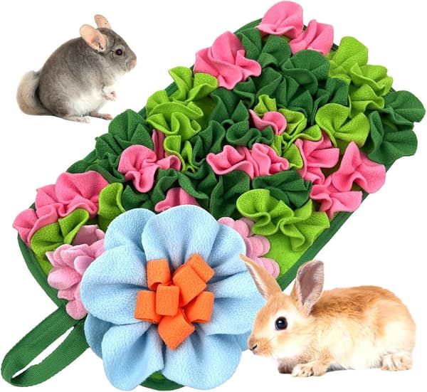 Snusematte for hunder, liten kjæledyrmat, fôringsmatte for lukttrening, stressreduserende søkematte for hunder, blomsterfarge 25x45cm
