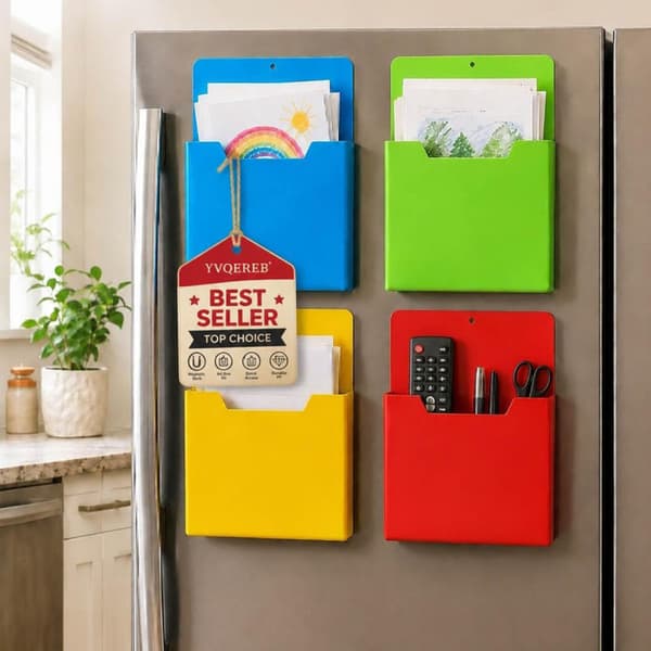 Magnetisk Filholder A4 Papir Organizer Køleskab Magasinholder Magnetisk Mappe 4-piece