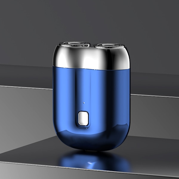 Ny mini dobbelthodet barbermaskin elektrisk bærbar barbermaskin for menn USB-lading full kropp vaskbar barbermaskin blue