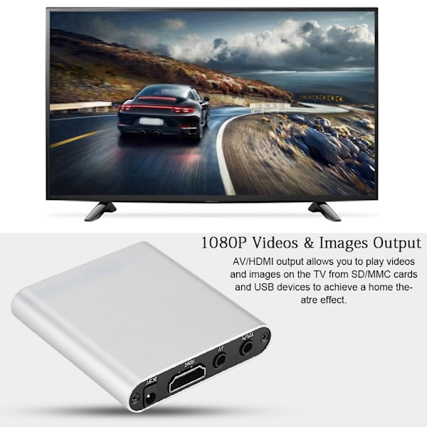 Mini HD Media Player Stereo Audio & 1080P Video HDMI/AV Output Media Player Center - EU Stik