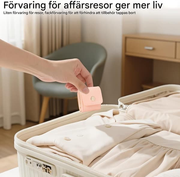 Mini resesmyckespåse, vikbar multifunktionell resesmyckesväska, med spänne, mjukt foder och vattentät. pink