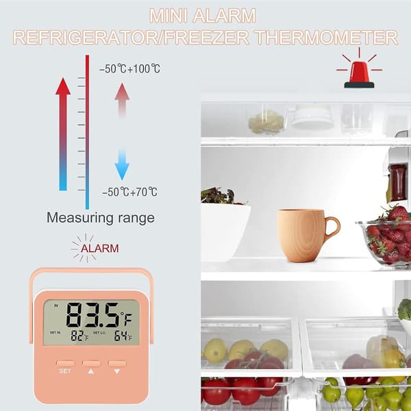 Fryslarms 2 st Digital Kylskåpstermometer Larm Fryslarm Termometerlarm Hög Låg Temperaturlarm Extra Sensor