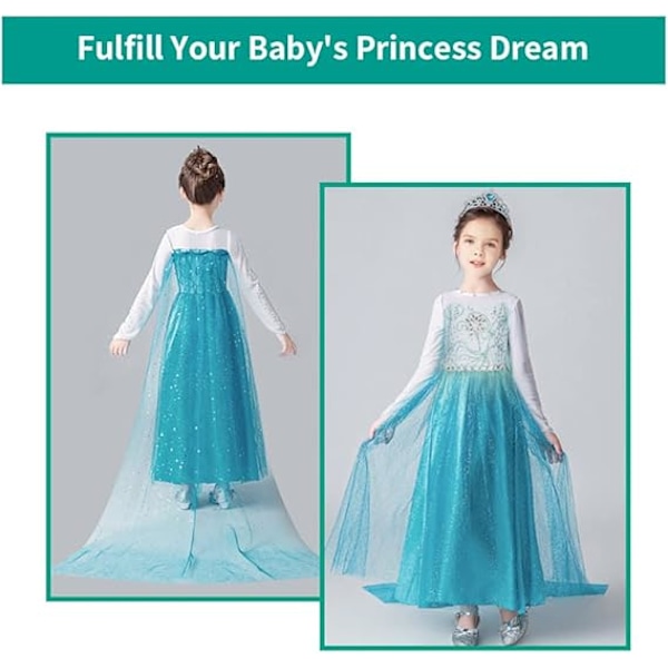 Elsa-mekko, Elsa-prinsessapuku Prinsessakruunu- ja Taikasauva-tarvikkeilla, Prinsessamekko Tytöille.