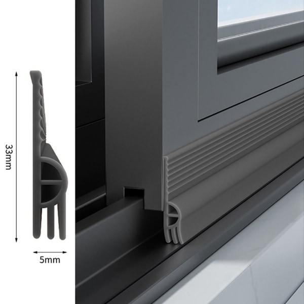 2/4M Skyvedørs Tetningslist Trekk Stopper MØRKGRÅ 2M Mørk Grå Dark Grey 2M