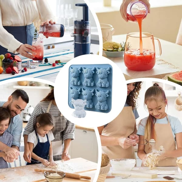 Mini Highland Ko Isform, 3D Silikoneform til Isklumper i Koform, Silikone Dyre-isform