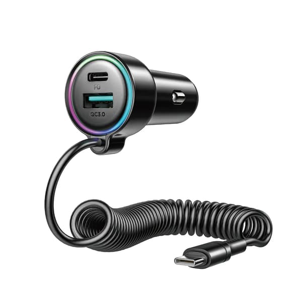 SiGN 90W 3-i-1 Hurtig Biloplader med USB-C Kabel