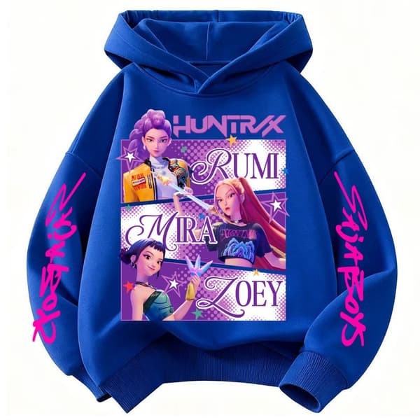 Kpop Anime Hoodie Lös passform Vardaglig tröja för barn och tonåringar Höst Vinter 068-RD-Red 1 140cm