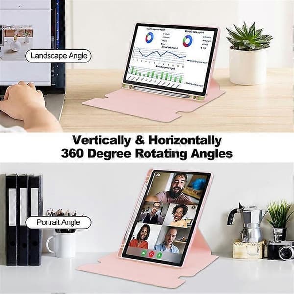 Compatible Case with Rotating Stand and Bluetooth Keyboard for Samsung Galaxy Tab A8 10.5 (2021) / (2022) - Perfect Pink - max Pink