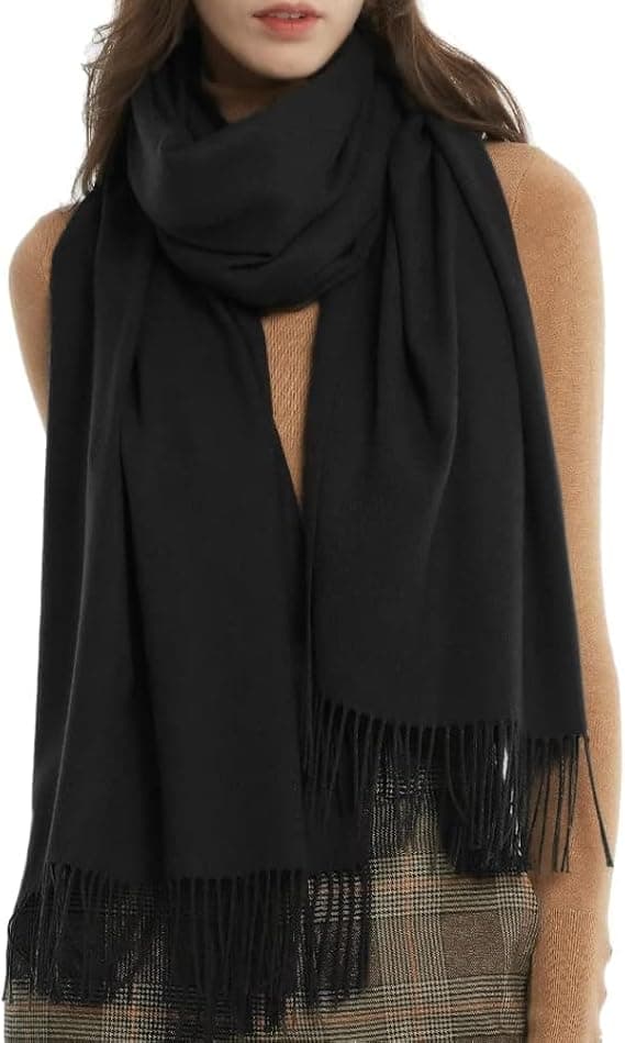 Sort Imitation Cashmere Tørklæde Til Kvinder Og Mænd Vinter Varmt Blødt Modetilbehør