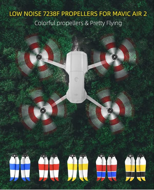 Air 2S Propeller Tyst Propeller Vikbar 7238F Propeller för DJI Mavic Air 2/Air 2S Drontillbehör (Röd Blå Vit 4st)