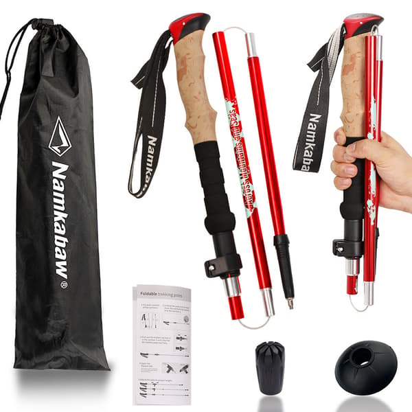Ultralet Trekking Stav Foldbar Vandrestav Udendørs Vandrestok red