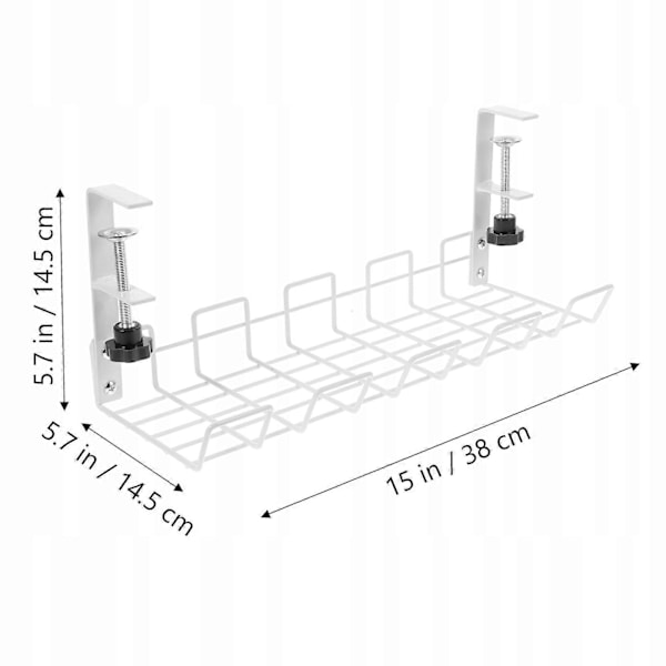 Under et bord, hylde, kabelbakke, skrivebord