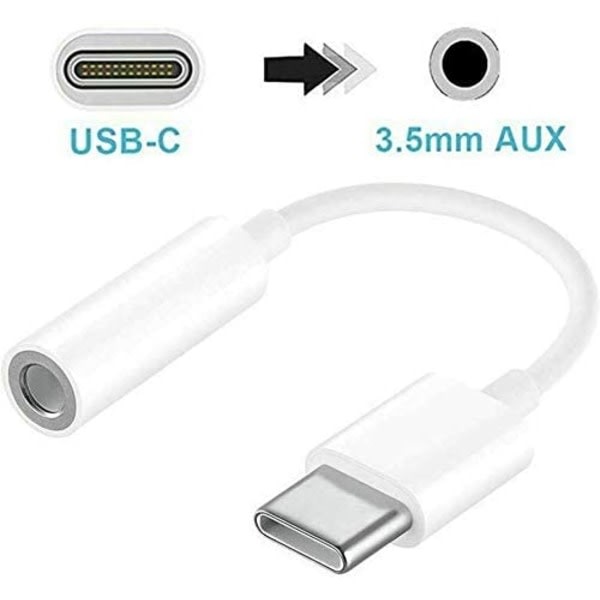 (2 stk) USB-C til AUX 3,5 mm adapter for Samsung-hodetelefoner