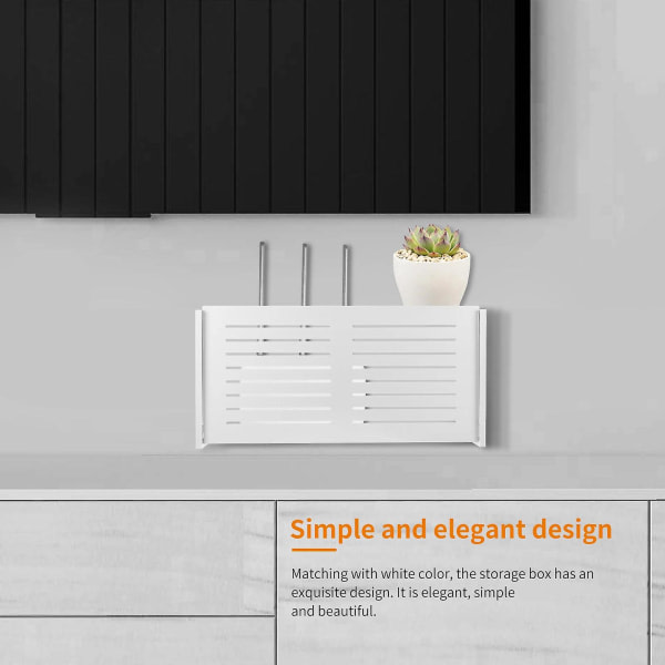 Wifi-router förvaringsbox väggmonterad trådlös panel hylla plug board fäste kabelorganisator hem D vit