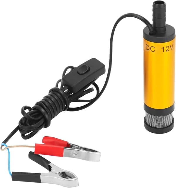 12V vannpumpe 38 mm, dieselpumpe med klips, rustfritt stål, 3M strømledning, for diesel, parafin og vann