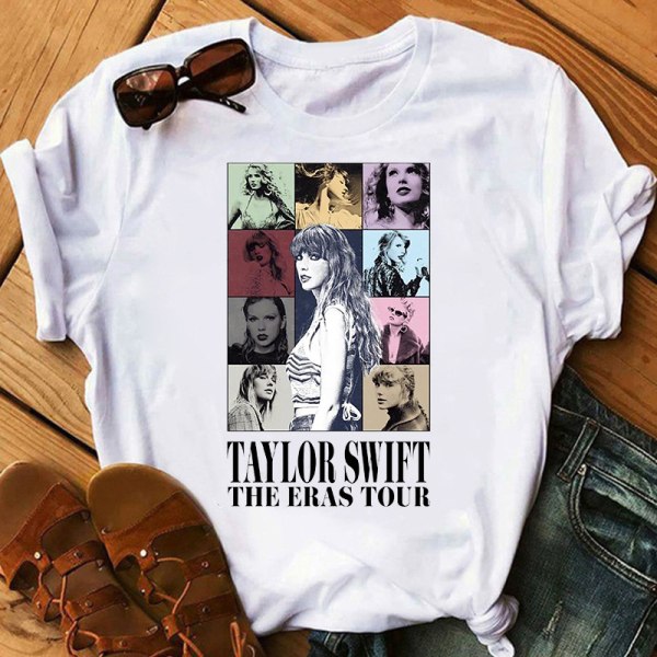 Taylor Swift trykt kortærmet T-shirt dametrøjer GH1019-E HVID VIT 3XL