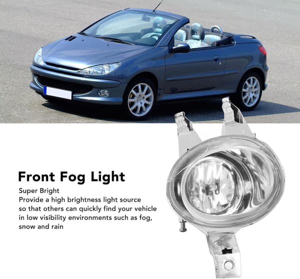 LED frontlykt for tåke, egnet for 206 2000-2008, tilbehør til frontfanger, kjørelys, frontfanger tåkelys høyre 6205T2